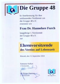 Dr. Hannelore Furch - Ehrenvorsitzende des Literaturvereins 